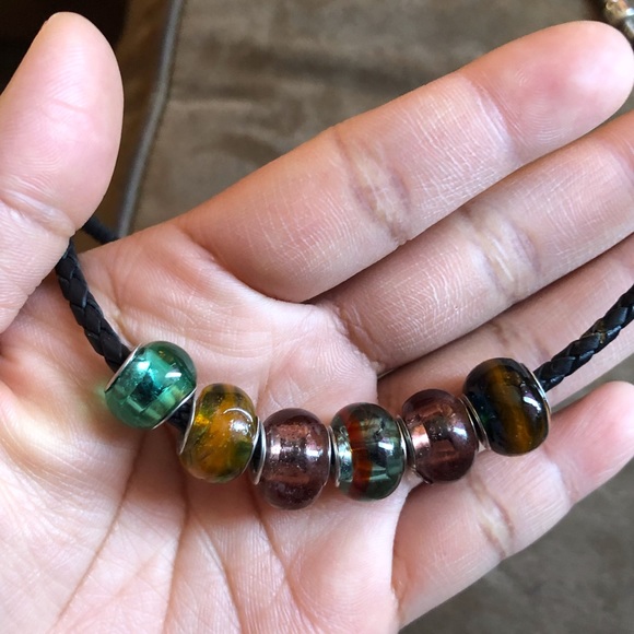 Pandora Leather Bracelet & Necklace Set with 7 Charms - Picture 4 of 14